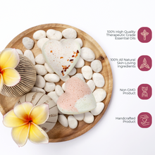 Load image into Gallery viewer, 2 XL Heart Shaped Bath Bombs!, Handmade, all Natural, Organic, Moisturizing, fizzy. With Shea, Cocoa Butter